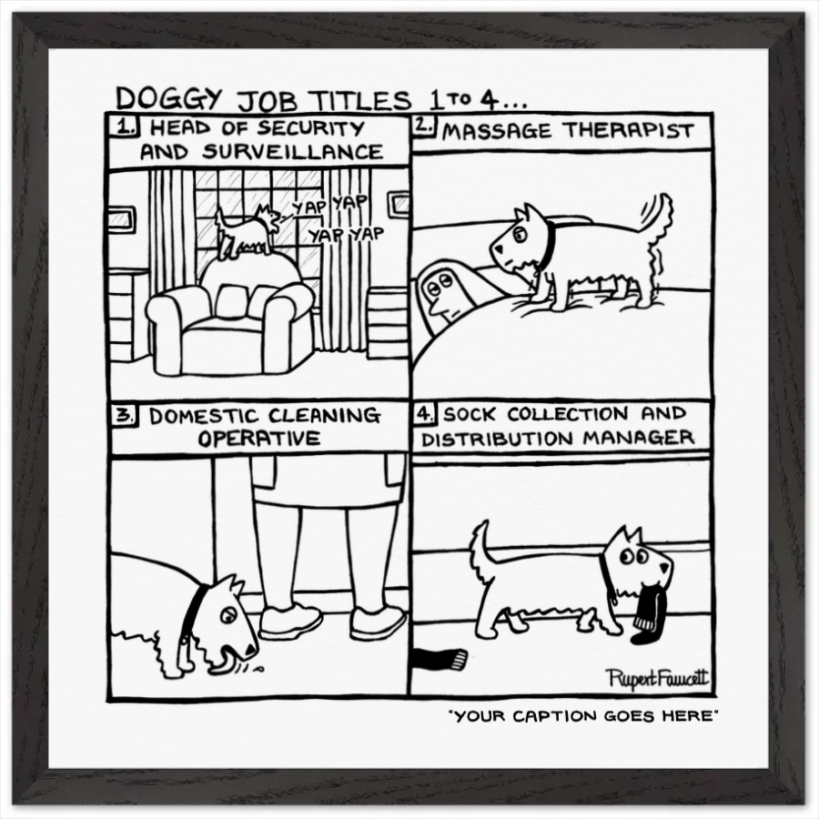 Doggy Job Titles 1-4 - Framed Print